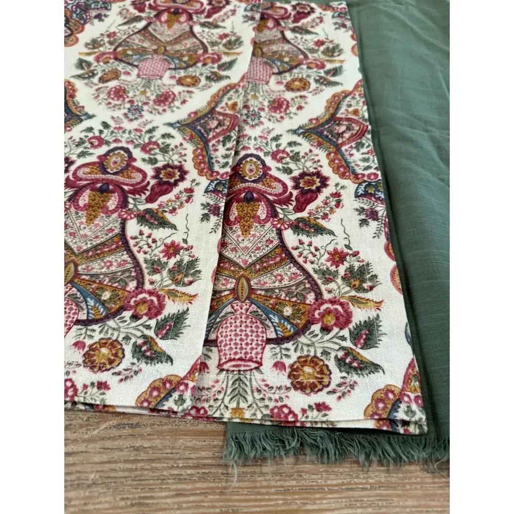 Set of 8 Boho Print Cotton Napkins World Market Sage Green